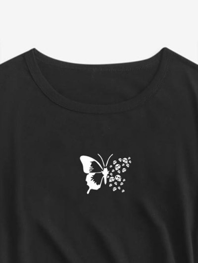 Skull Butterfly Print Short Sleeve T Shirt