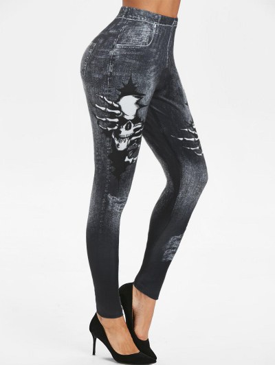 Skull Skeleton 3d Print Skinny Jeggings