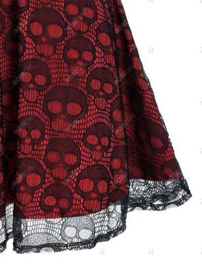 Sleeveless Halloween Criss-cross Skull Lace Dress