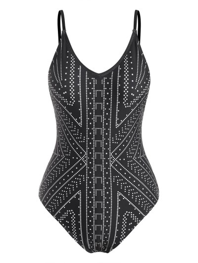 Spotted Geometric Pattern One-piece Swimsuit