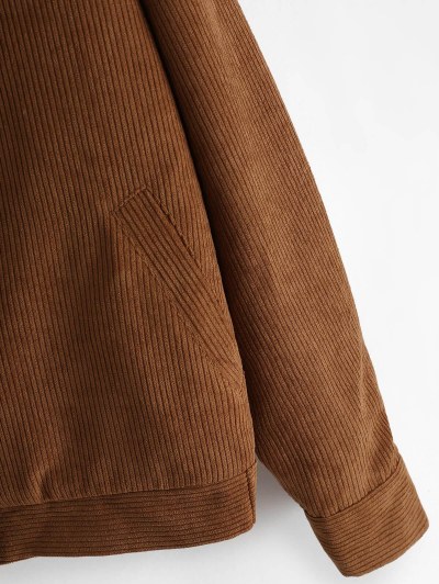 Teddy Lined Corduroy Zip Hooded Coat