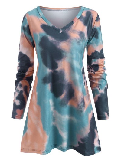 Tie Dye Fleece Tunic Long Sleeve Tee