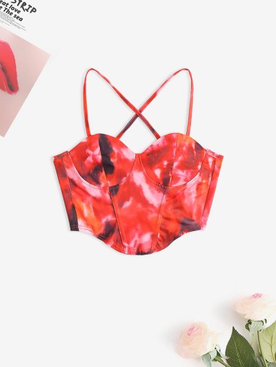 Tie Dye Lace-up Corset Bustier Top