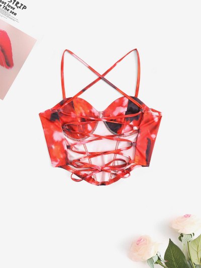 Tie Dye Lace-up Corset Bustier Top