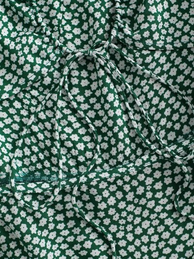 Tiny Floral Print Crisscross Mini Tiered Dress