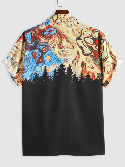 Tree Swirl Rock Abstract Print Shirt And Drawstring Shorts Two Piece Set