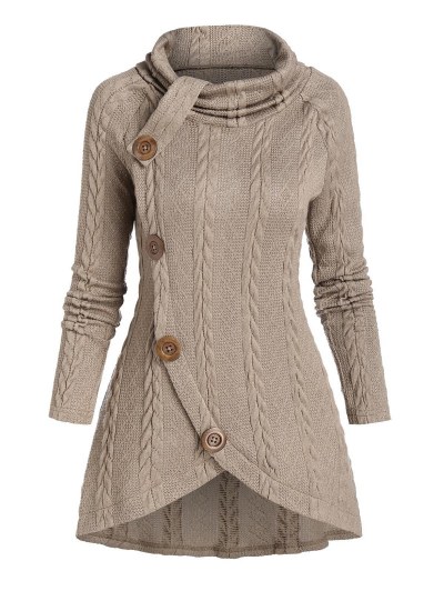 Turtleneck Raglan Sleeve Cable Knit Sweater