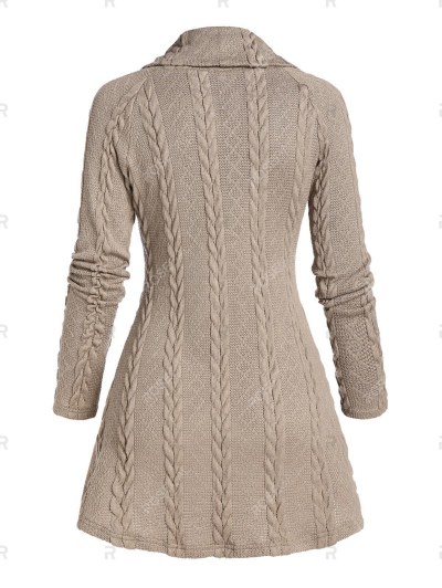 Turtleneck Raglan Sleeve Cable Knit Sweater