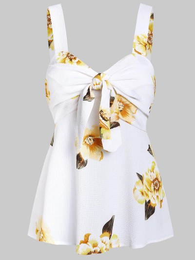Twist Floral Print Tank Top