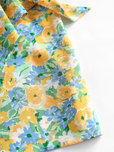 Watercolor Floral Cross Surplice Cami Dress